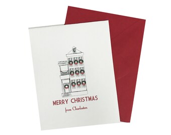 Caja de 8 Charleston Christmas Card, Charleston Card, Charleston Holiday Card, Christmas Card, Holiday Card, Southern Christmas Card