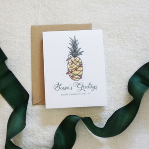 Value Pack Charleston Holiday Card, Pineapple Watercolor, Charleston Christmas Card Set, Holiday Cards, Modern Calligraphy, Home for Holiday image 1