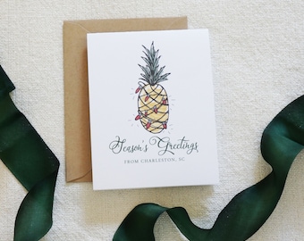 Value Pack Charleston Holiday Card, Pineapple Watercolor, Charleston Christmas Card Set, Holiday Cards, Modern Calligraphy, Home for Holiday