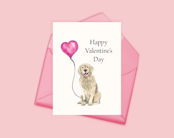 Valentine's Day Card, Golden Retriever, Pet Card, Card from Pet, Golden Dog, Retriever Puppy, Dog Card, Dog Valentine, Pet Lover, Dog Person