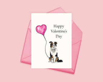 Valentine's Day Card, Australian Shepherd, Pet Card, Card from Pet, Australian Sheperd Puppy, Dog Card, Dog Valentine, Pet Lover, Dog Person