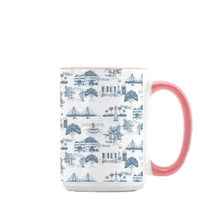 Charleston Toile Coffee Mug, Blue Toile Mug, Charleston SC Gift, Rainbow Row, Mount Pleasant SC, Unique Coffee Mug, Housewarming Gift