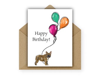 Birthday Card, Brown Frenchie, Pet Card, Card from Pet, French Bulldog Puppy, Dog Card, Dog Birthday, Pet Lover, Dog Person