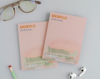 Greenville Notepad, Memo Pad, Liberty Bridge, Greenville Gift, South Carolina, Stationery, Notepads, Desk Gifts, Gift Basket Item, Moving