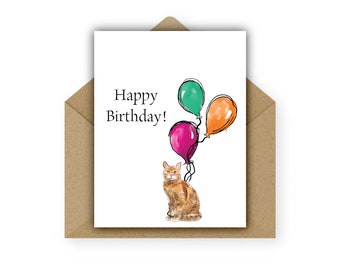 Birthday Card, Tabby Cat, Pet Card, Card from Pet, Orange Cats, Cat Card, Cat Birthday, Pet Lover, Cat Person