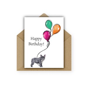 Birthday Card, Gray Frenchie, Pet Card, Card from Pet, French Bulldog Puppy, Dog Card, Dog Birthday, Pet Lover, Dog Person