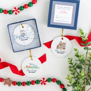 Charlotte NC Christmas Ornament: Mint Museum, Uptown Skyline