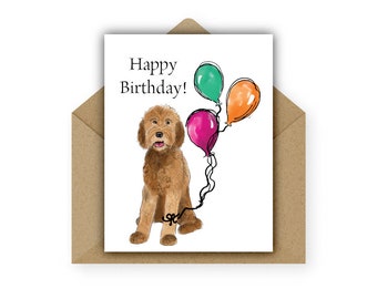 Birthday Card, Golden Doodle, Pet Card, Card from Pet, Goldendoodle Puppy, Dog Card, Dog Birthday, Pet Lover, Dog Person