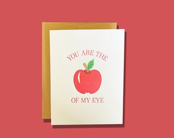 Thinking of You Card, Apple of My Eye Card, Back to School, Love Card, Just Because Card, Letterpress Card, Harvest, Fall, Friend Card Gift