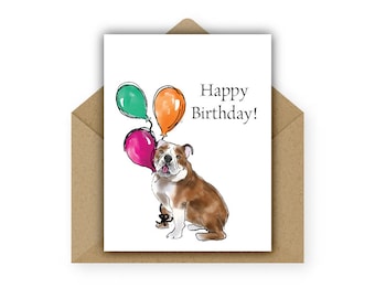 Birthday Card, Brindle Bulldog, Pet Card, Card from Pet, Bulldog Puppy, Dog Card, Dog Birthday, Pet Lover, Dog Person