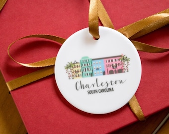 Personalized Charleston Christmas Ornament | Rainbow Row Keepsake