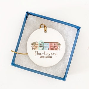 Charleston Ornament, Christmas Ornament, Rainbow Row, Charleston Gift, Personalized Gift, Holiday Ornament, Dodeline, Custom Gift, Under 25