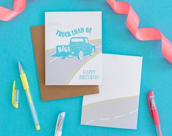 Truck Birthday Card, Kid Birthday Card, Childrens Birthday, Little Boy Card, Letterpress Birthday Card, Just Because Cards, Cars and Trucks