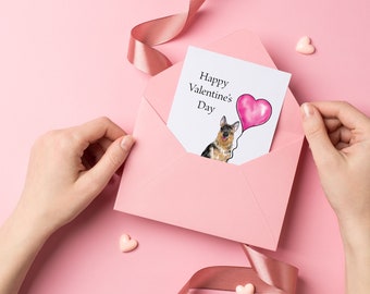 Valentine's Day Card, German Shepherd, Pet Card, Card from Pet, German Sheperd Puppy, Dog Card, Dog Valentine, Pet Lover, Dog Person