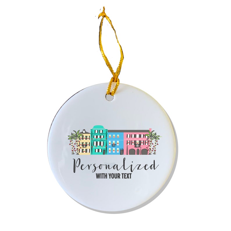 Charleston Ornament, Christmas Ornament, Engagement Gift, Rainbow Row, Charleston Gift, Personalized Gift, Holiday Ornament, Gift Under 25 image 5