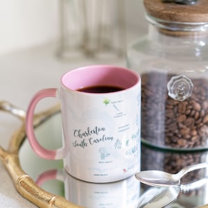 Charleston Map Coffee Mug, Map Mug, Charleston SC Gift, Rainbow Row, Mount Pleasant SC, Tasse à café unique, Cadeau de pendaison de crémaillère, Cadeaux émouvants