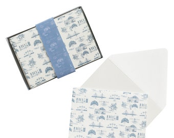 Charleston Toile Stationery Set, Notecard Set, Blue Toile, Rainbow Row, Ravenel Bridge, Charleston Gift Idea, Charleston Gifts, Traditional