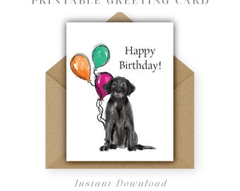 Divertente biglietto di auguri di compleanno per il papà del cane con un Labrador nero (file digitale) - Italia