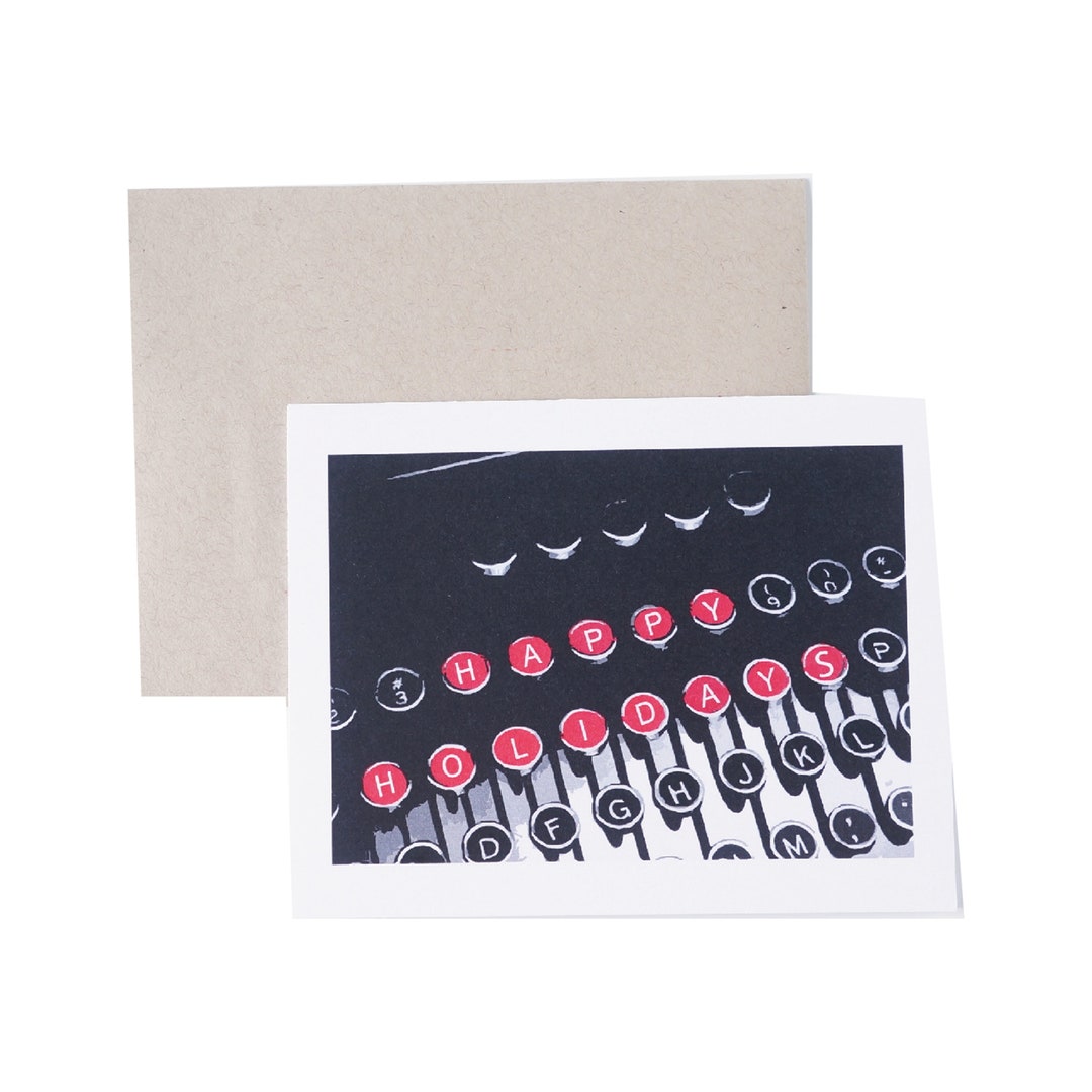 Typewriter Card, Holiday Card, Vintage Card, Christmas Card, Typewriter