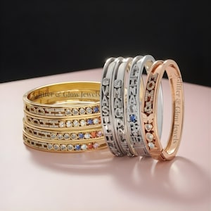 Custom Name Slider Bangle Bracelet: 18K Gold Plated, Personalized Charm