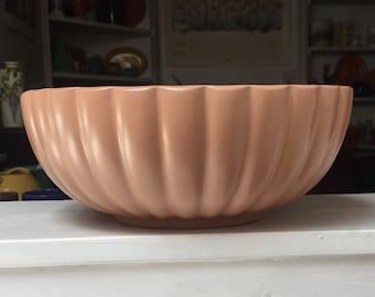 Bauer Pottery Tracy Irwin Half Pumpkin Beige Bowl 10" Large 1950s  California VINTAGE by Plantdreaming