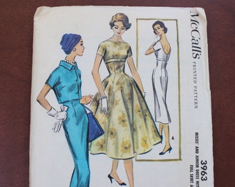 McCalls Sewing Pattern 3963 Dress with Slim or Full Skirt and Jacket Size 12 Uncut 1950s VINTAGE by Plantdreaming