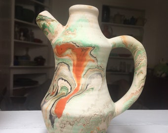 Nemadji Pottery Pitcher Swirl Native American Style Pot VINTAGE by Plantdreaming