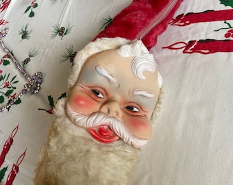 Rubber Face Santa Clause Zippered Bag Christmas VINTAGE by