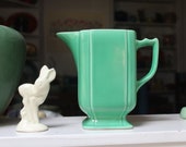 Homer Laughlin Riviera Batter Jug Green Pitcher 1940s VINTAGE by Plantdreaming