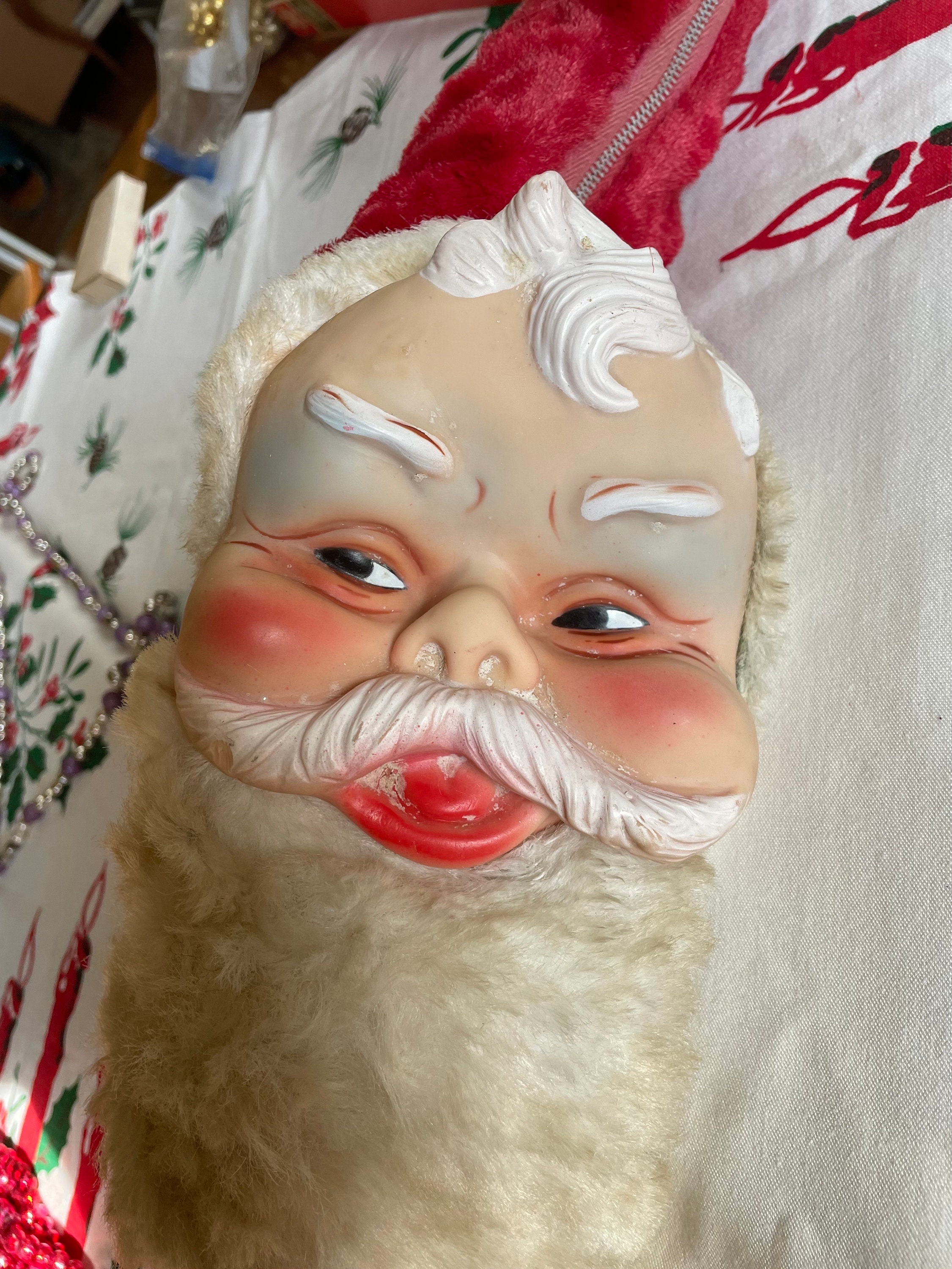 【最安値挑戦】 Rubber Face Santa Clause Zippered Bag Christmas VINTAGE by コレクション