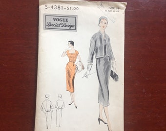 Vogue Special Design Sewing Pattern S-4381 One Piece Dress and Jacket Size 14 VINTAGE by Plantdreaming