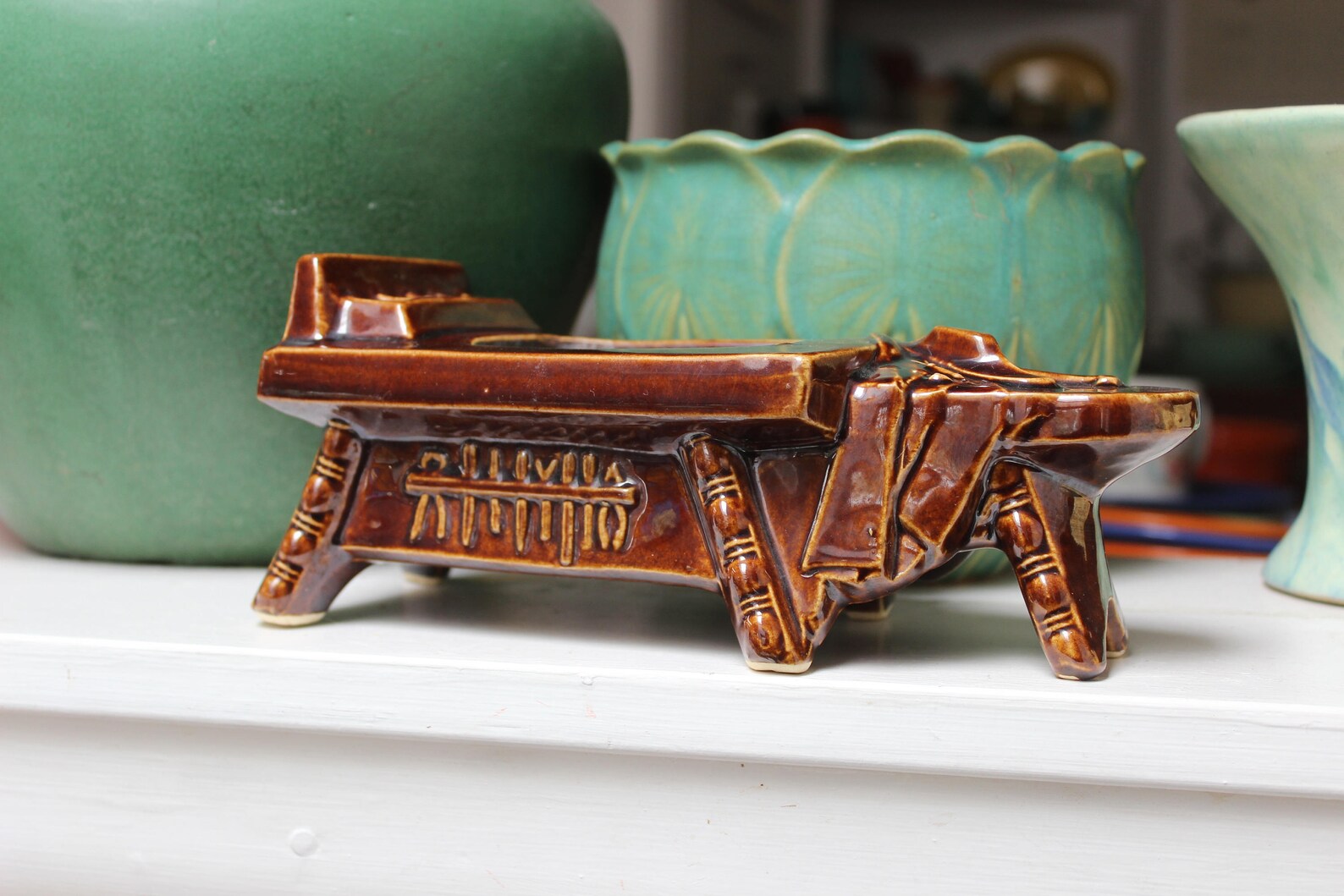 Mccoy Pottery Cobbler's Bench Planter Brown Hard to Find Etsy
