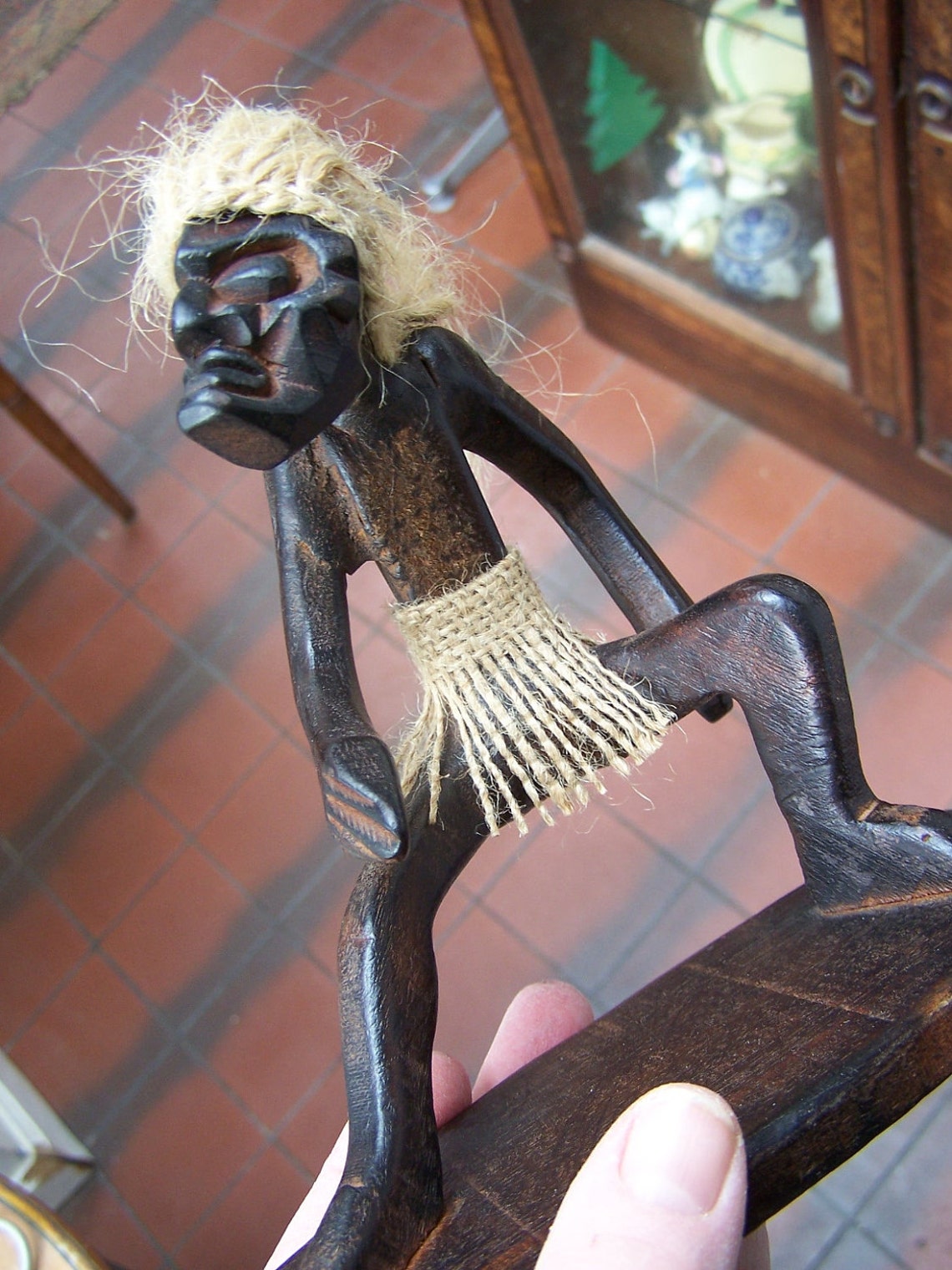 Vintage Carved Wooden Surfer Tiki Surfboard figurine Man Etsy