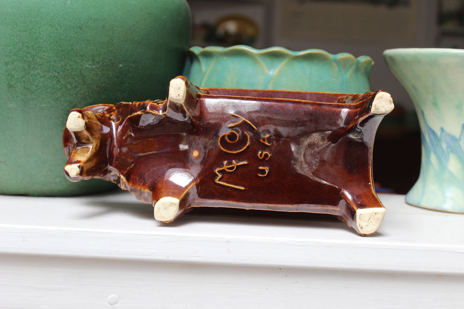 Mccoy Pottery Cobbler's Bench Planter Brown Hard to Find Etsy