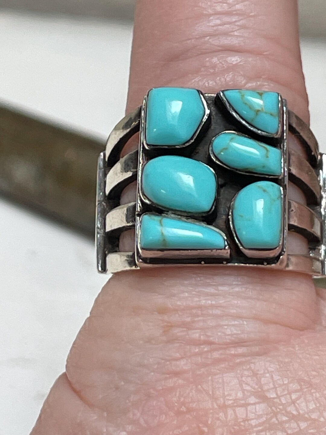 Mcc Silver Rings Vintage Sterling Silver Turquoise Ring Size 7.5 - Etsy