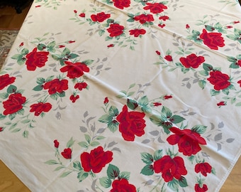 California Hand Prints Hibiscus Tablecloth 45" x 49" VINTAGE by Plantdreaming