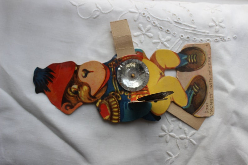 Valentine Mechanical Stand up Monkey playing a Tambourine Etsy