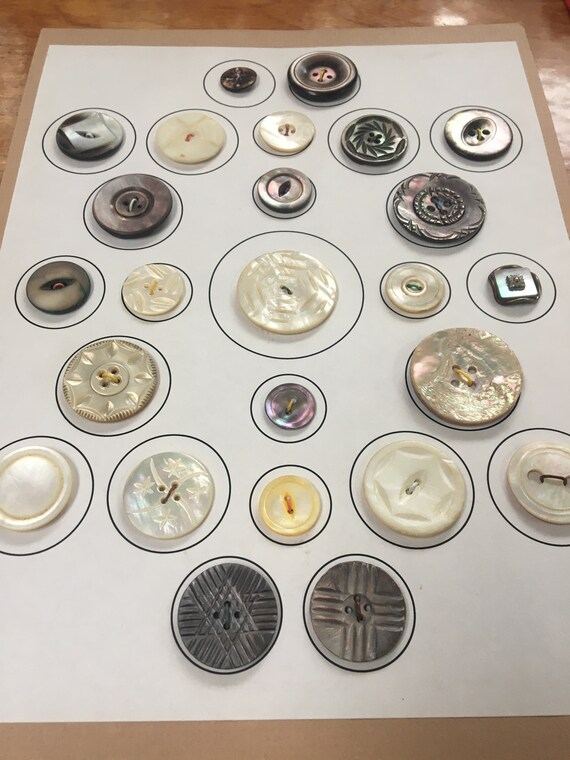 Antique Mother of Pearl Shell Fancy Buttons on Card Lot 25 - Etsy