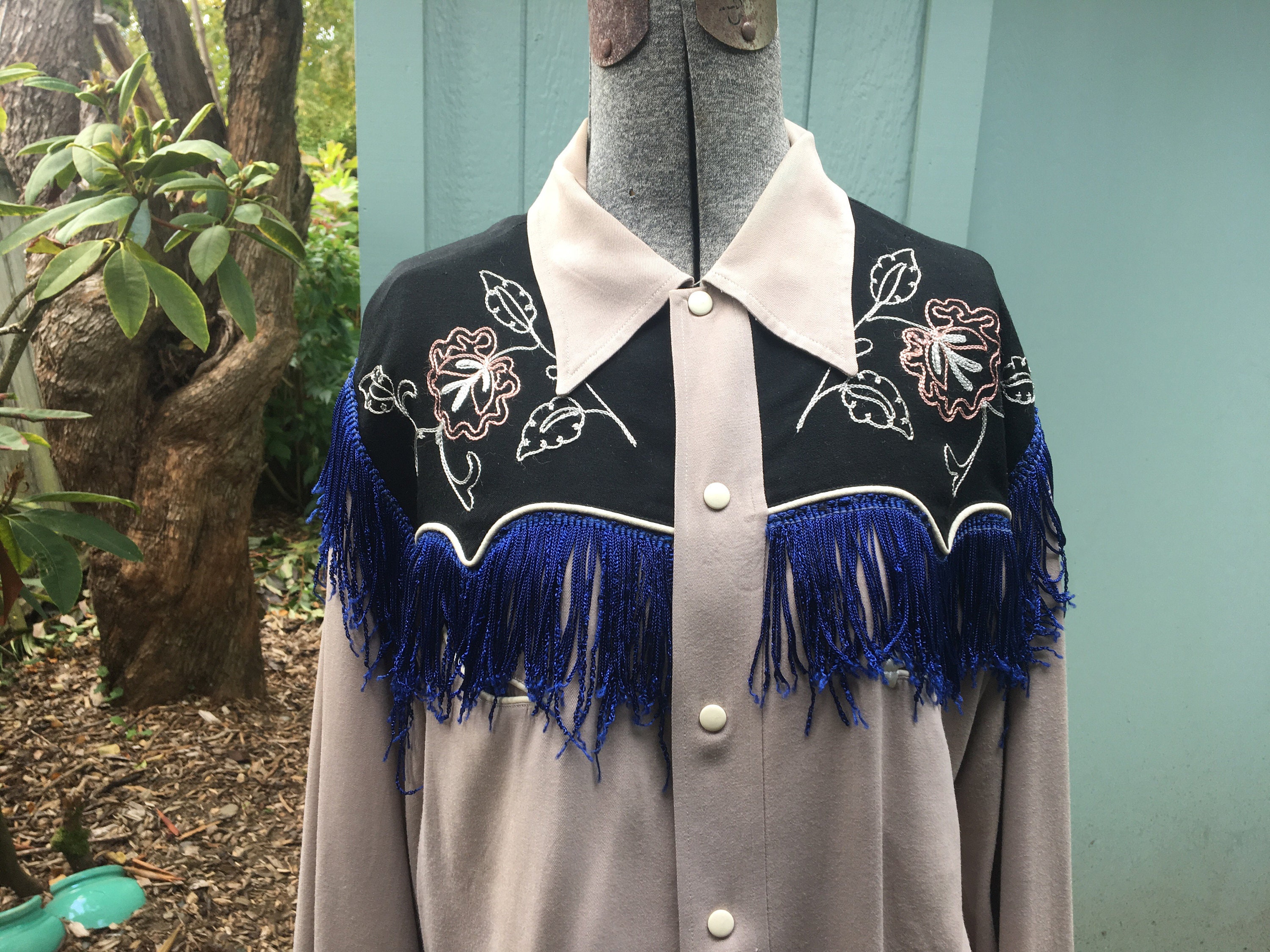 H Bar C Ranchware Western Shirt Fringe Medium Rockabilly VINTAGE 