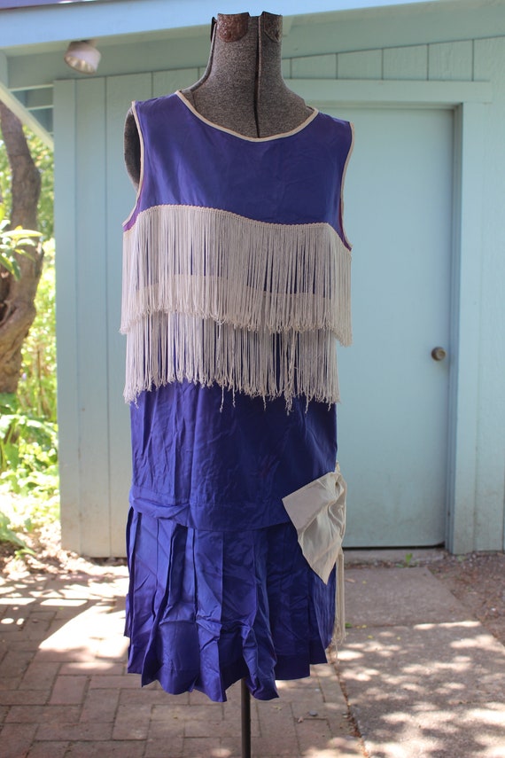 Flapper style Dress Blue with White Fringe size S… - image 1