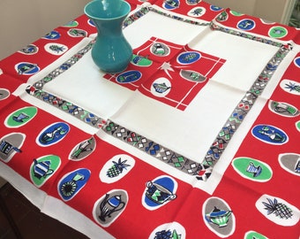 Tablecloth Bold Colors Kitchen design 37" x 34"  VINTAGE by Plantdreaming