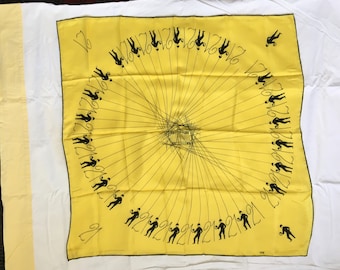 Silk Scarf Jack & Charlie's 21 Club Jockey Iron Gate Yellow XXIII VINTAGE by Plantdreaming