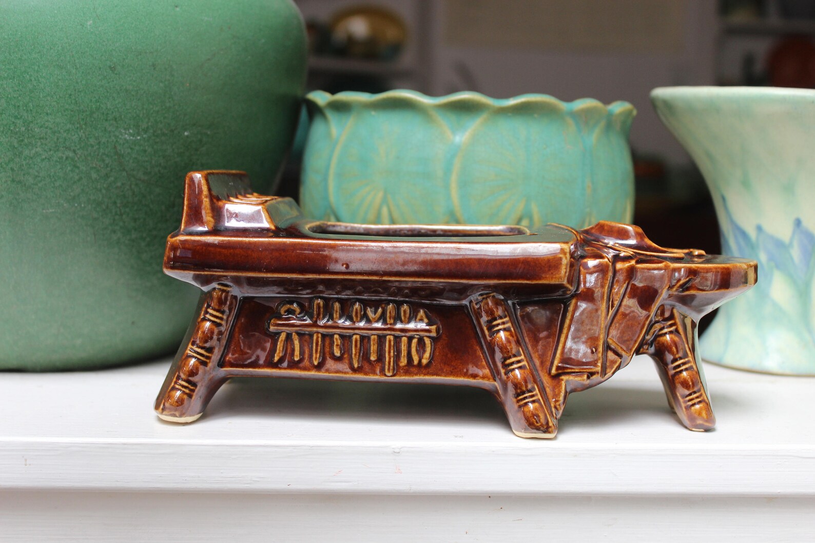 Mccoy Pottery Cobbler's Bench Planter Brown Hard to Find Etsy
