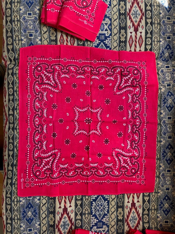 Bandanna Red Color Fast Made in USA Salvage Eleph… - image 4