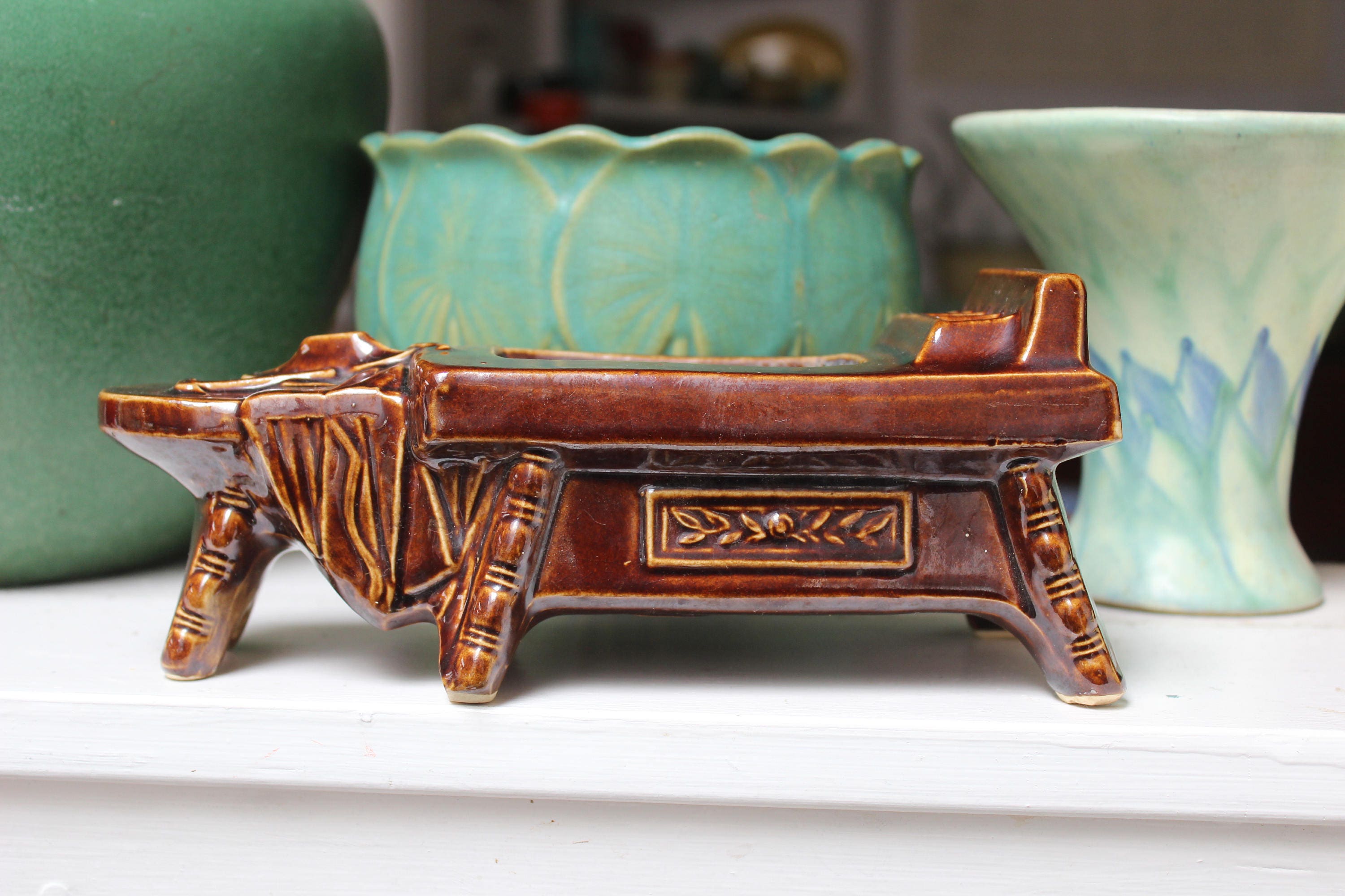 Mccoy Pottery Cobbler's Bench Planter Brown Hard to Find Etsy