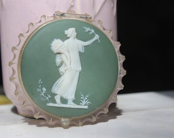 Compact Wedgwood Cameo Jasperware Sage Lucite VINTAGE by Plantdreaming