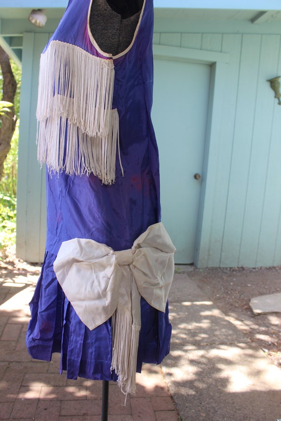 Flapper style Dress Blue with White Fringe size S… - image 4