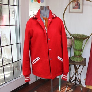 Varsity Jacket Red Wool Letterman's Coat Women's Size 