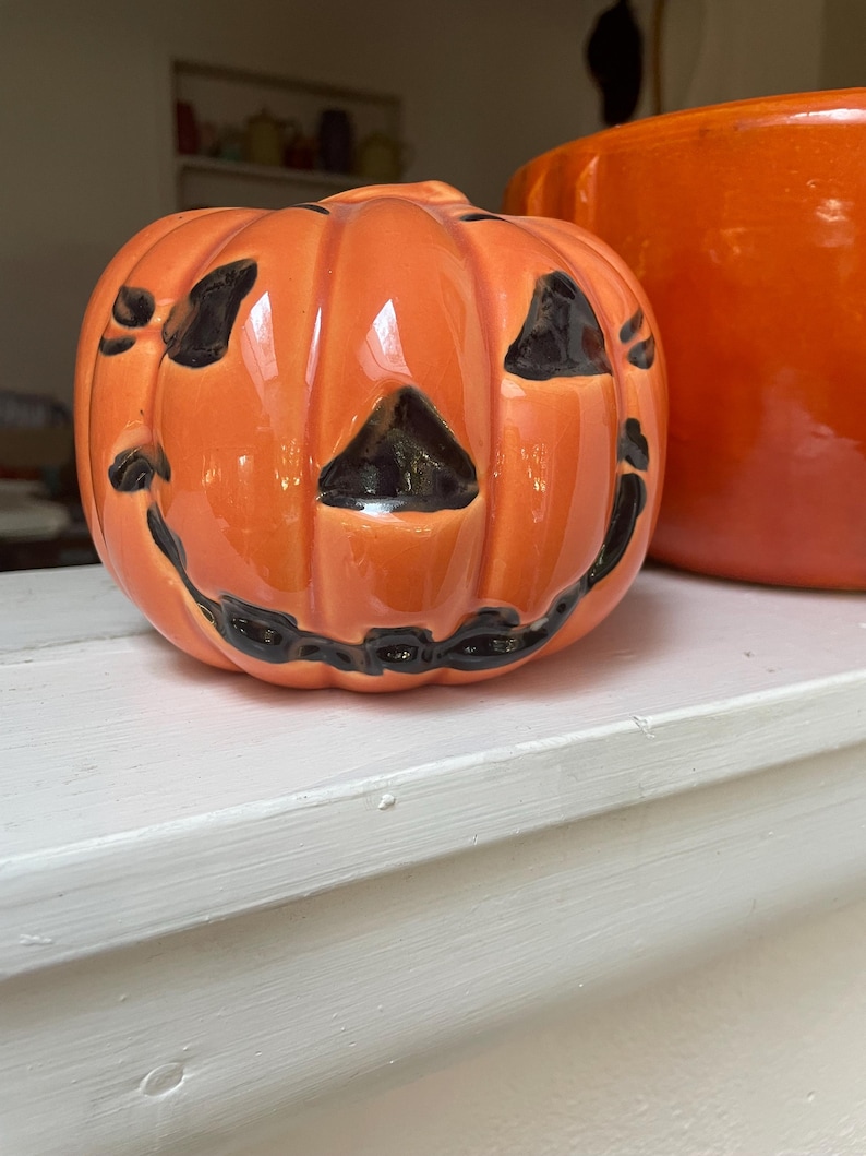 Vintage Jack O Lantern Haeger Pottery Pumpkin Bowl Planter Halloween ...
