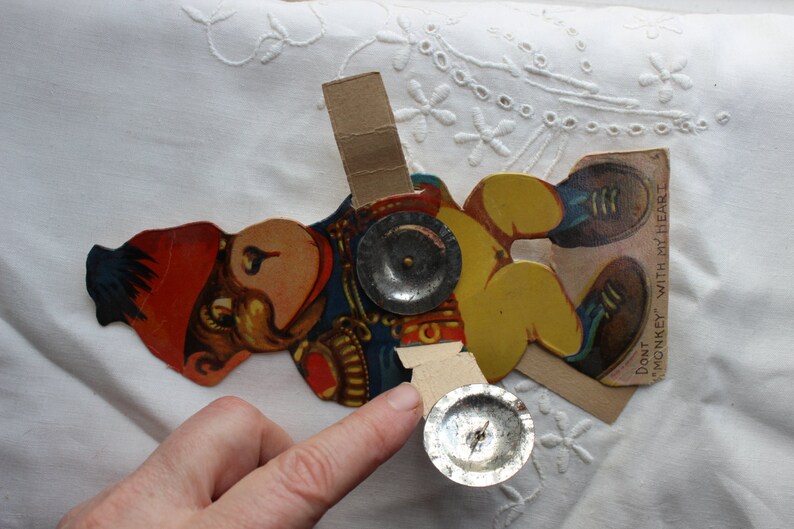 Valentine Mechanical Stand up Monkey playing a Tambourine Etsy